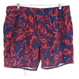 Sperry Mens Sz L Swim Trunks Board Shorts Palm Print Navy Blue Red Pockets